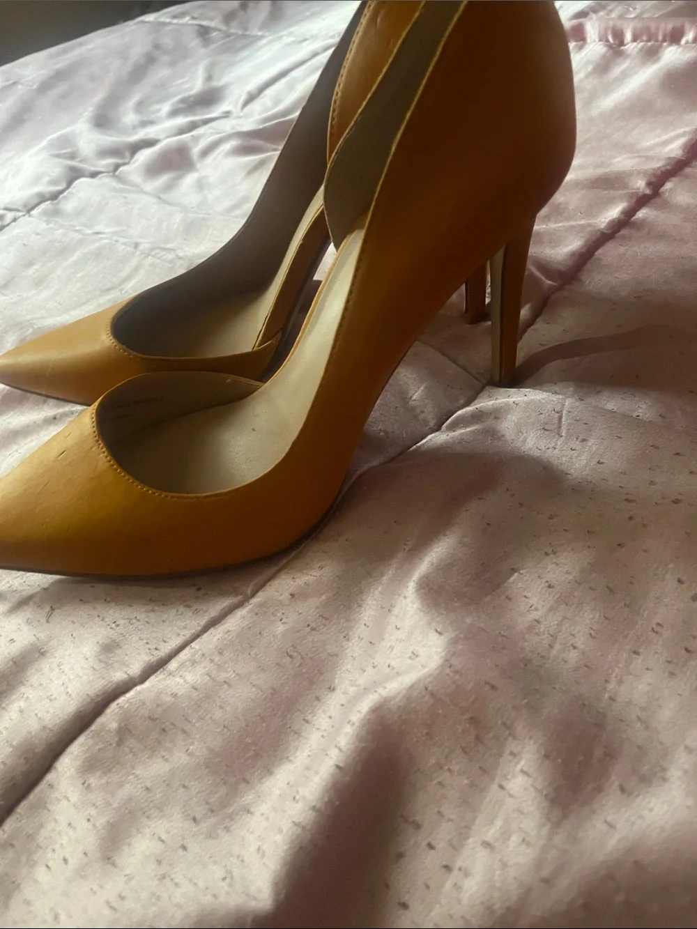 INC International Concepts Mustard Yellow D'Orsay Pointed-Toe Heels